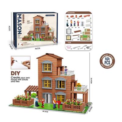454pcs DIY House with Bricks&Tiles