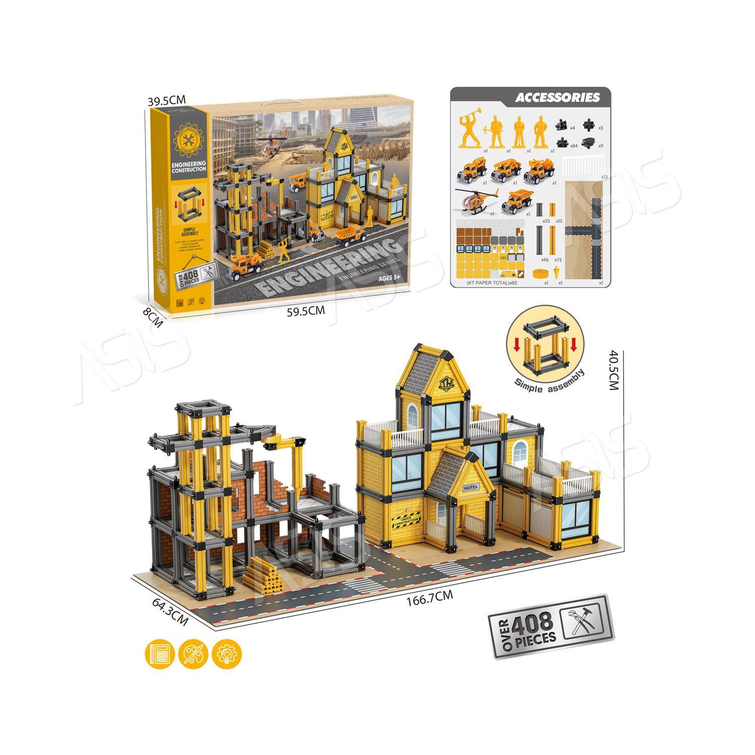 408pcs Assembling Engineering Building Set