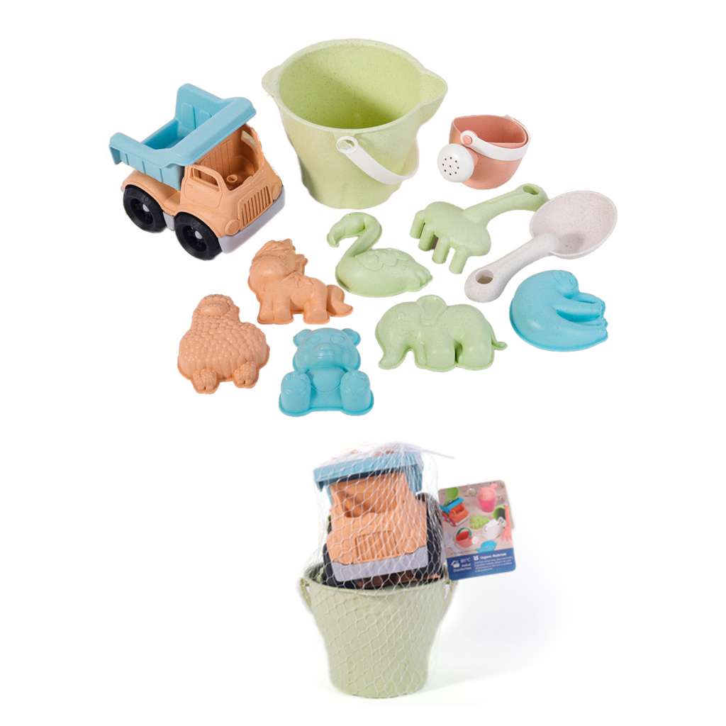 11pcs Wheat Straw Beach Toys Set