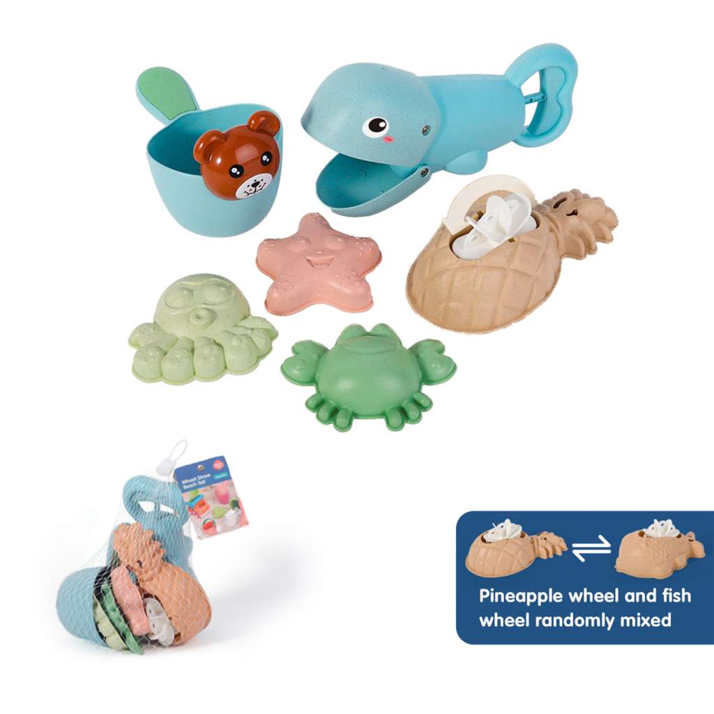 6pcs Wheat Straw Beach Toys Set