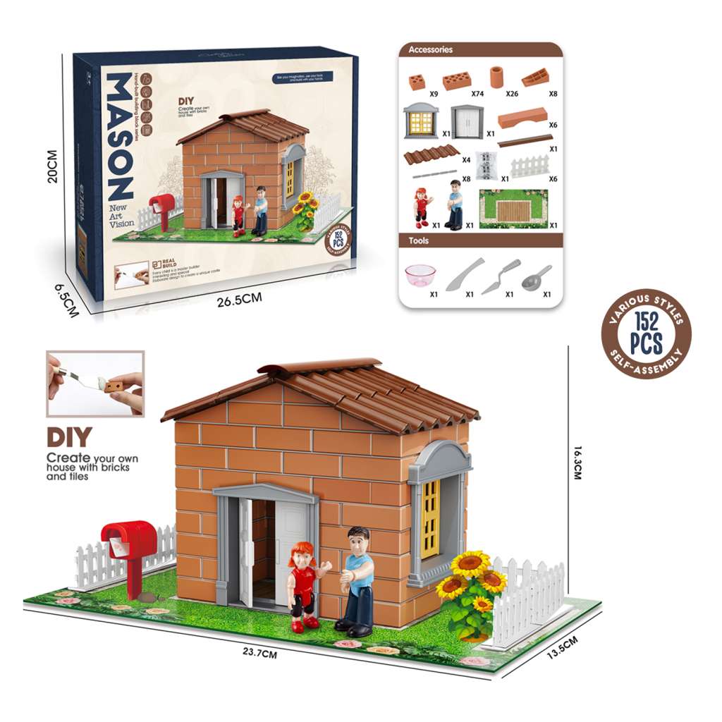 152pcs DIY House with Bricks&Tiles