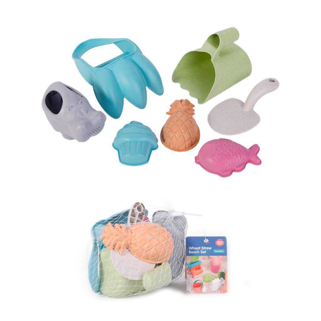 7pcs Wheat Straw Beach Toys Set