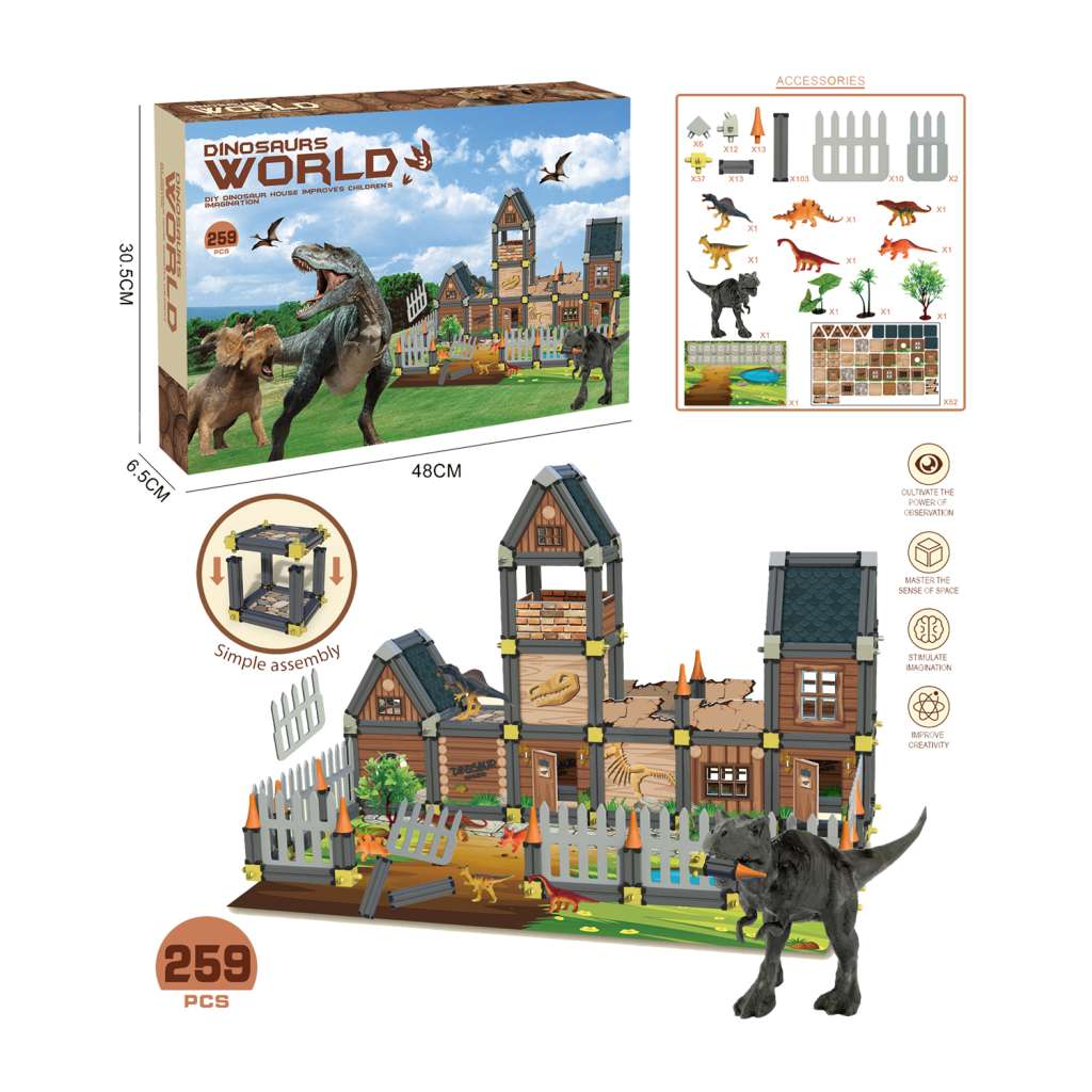 259pcs Assembling House with dinosaur