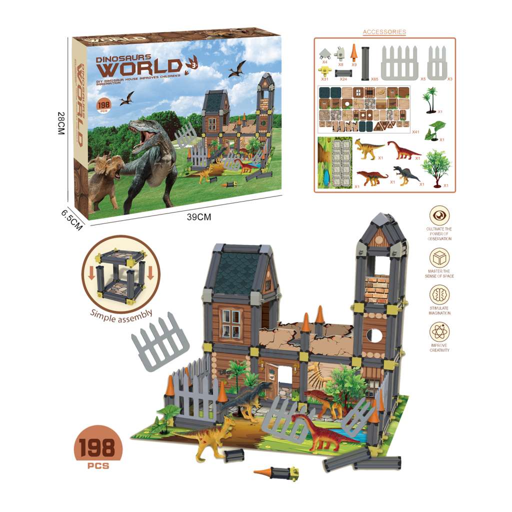 198pcs Assembling House with dinosaur