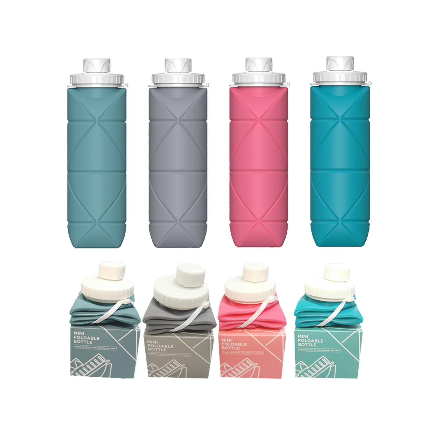 600ml Silicone Collapsible Water Bottle