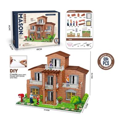 694pcs DIY House with Bricks&Tiles