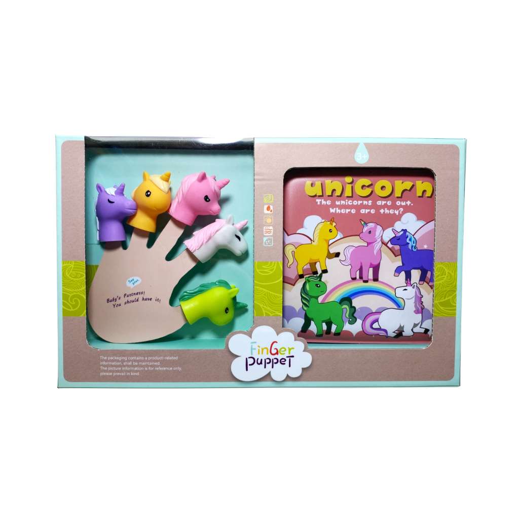 Unicorn Finger Puppets+Bath Story Book