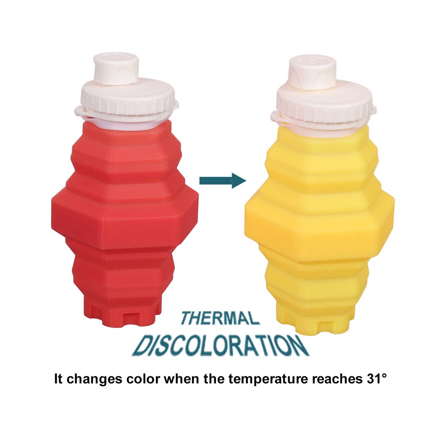 500ml Silicone Collapsible Water Bottle (Thermal Discoloration)