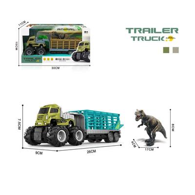 1:43 Die-Cast Friction Trailer Truck with Dinosaur